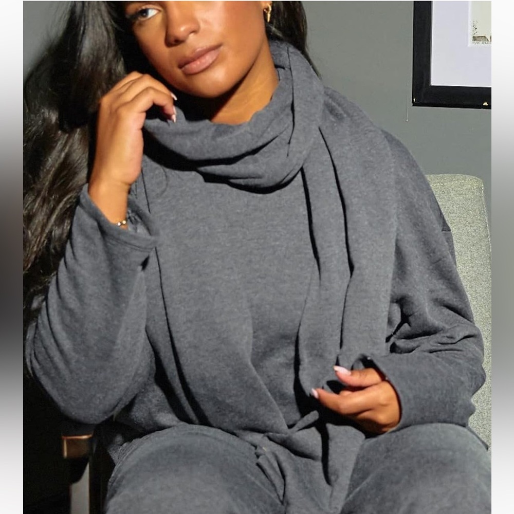The Drop Women's Charcoal Tunic with Removable Scarf by monetmcmichael